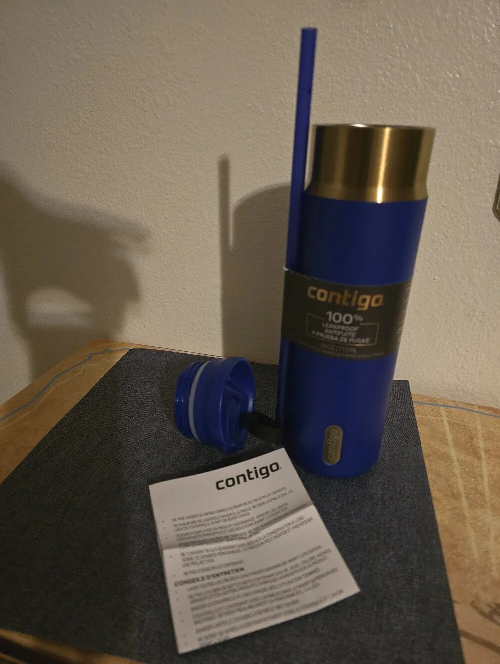 Contigo Blue and Gold 24OZ Insulated Leakproof Bottle